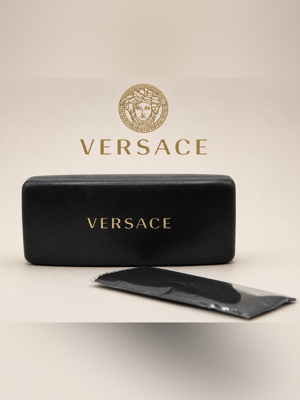 Versace Eyewear Case + Cleaning Cloth | Black Gold